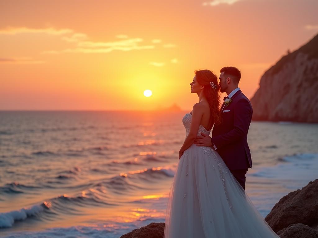 Fotografi pengantin di tepi laut